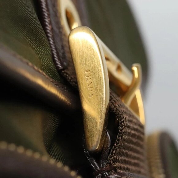 PRADA Shoulder Bag Nylon Khaki Gold Auth 120599 - Picture 12 of 16